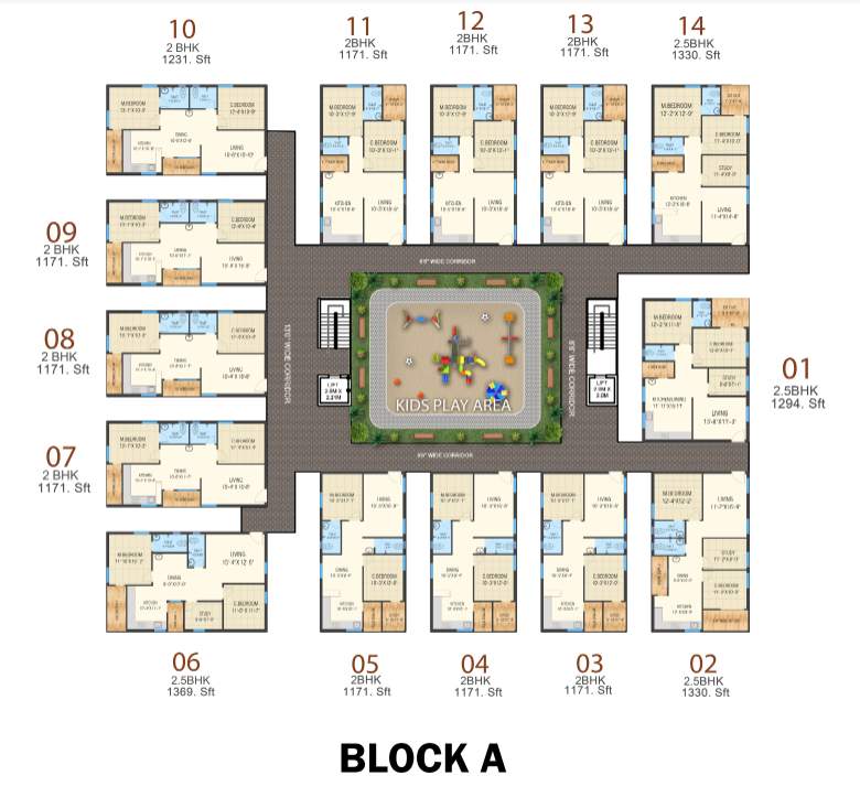  pranav daffodils Block A Cluster Plan from 1st to 6th Floor