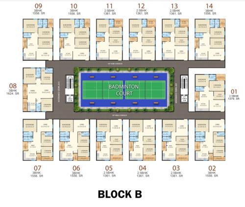  pranav-daffodils Block B Cluster Plan from 1st to 6th Floor