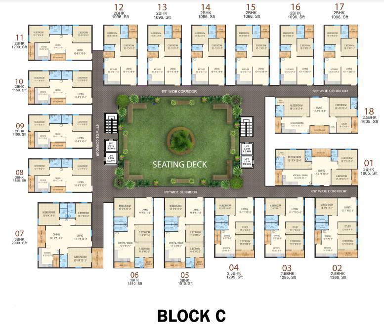 pranav daffodils Block C Cluster Plan from 1st to 6th Floor