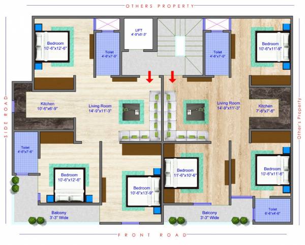  homes- Kailash Homes Cluster Plan For Typical Floor