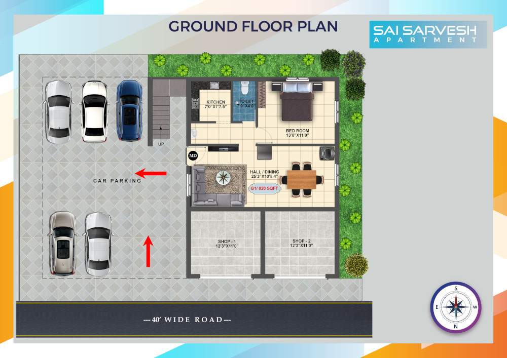  sri sai sarvesh apartment Sai Sarvesh Apartment Cluster Plan for ground Floor