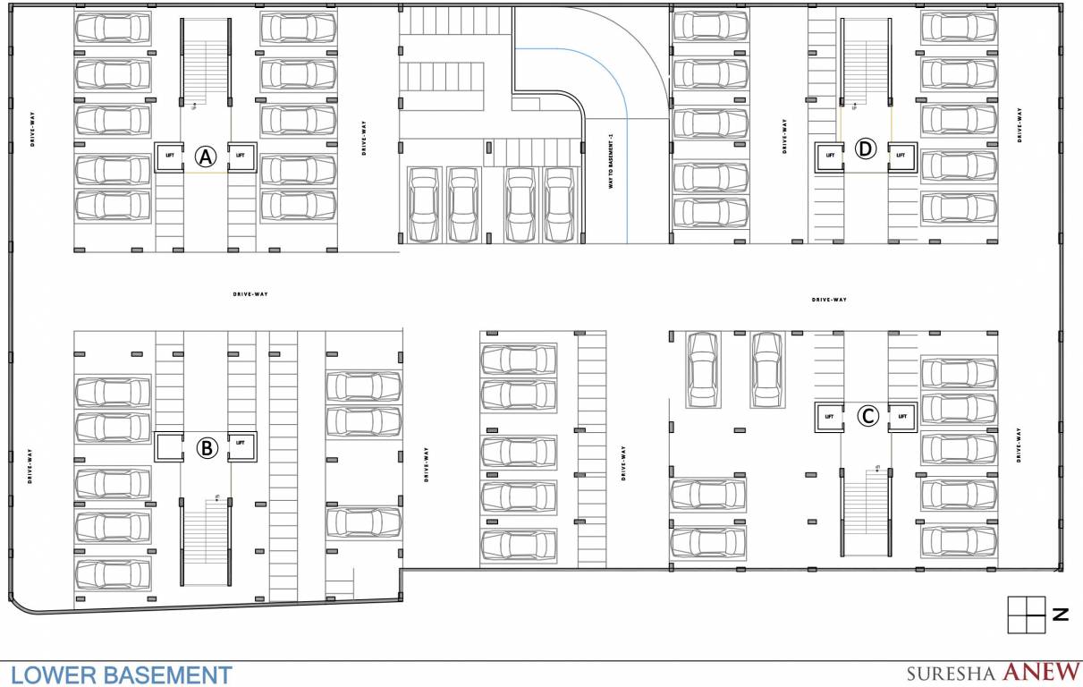  suresha anew Block A  To D Cluster Plan for Lower Basement Floor