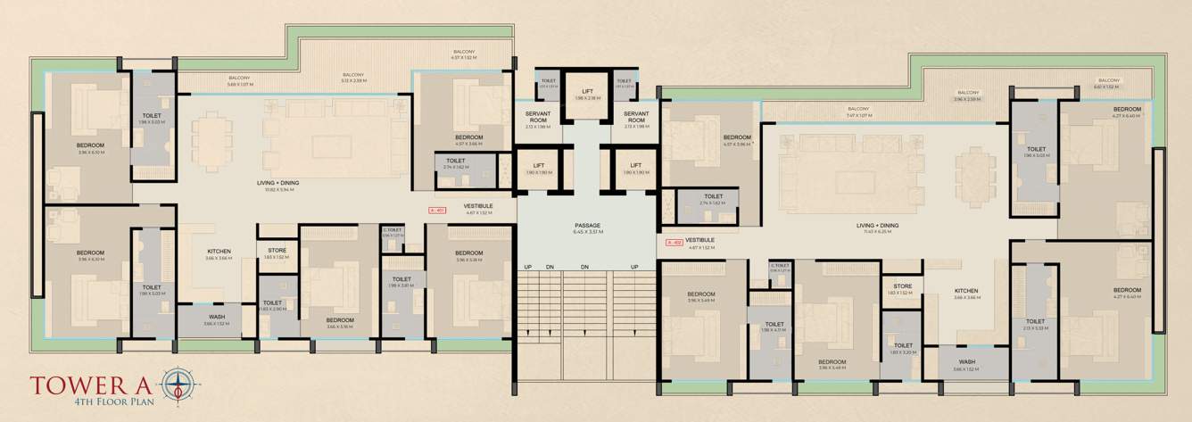  palace Block A Cluster Plan for 4th Floor
