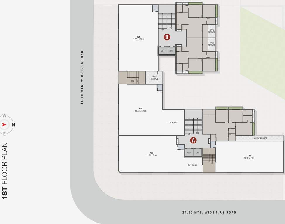  satyaa height A, B Cluster Plan For 1st Floor