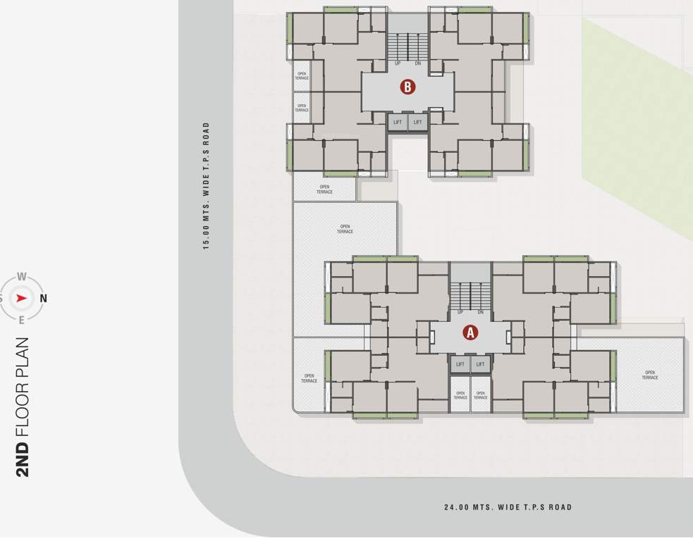  satyaa height A, B Cluster Plan For 2nd Floor