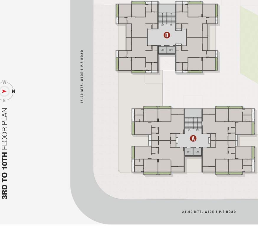  satyaa height A, B Cluster Plan From 3rd To 10th Floor