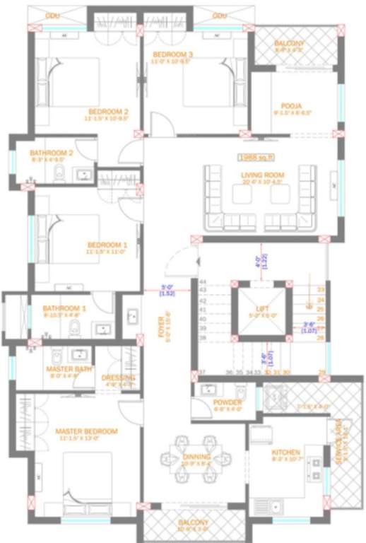  eline luxury flats Eline Luxury Flats Cluster Plan For 1st Floor