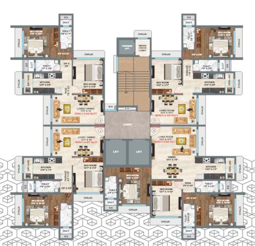  meghalok-heights Meghalok Heights Cluster Plan For Typical Floor