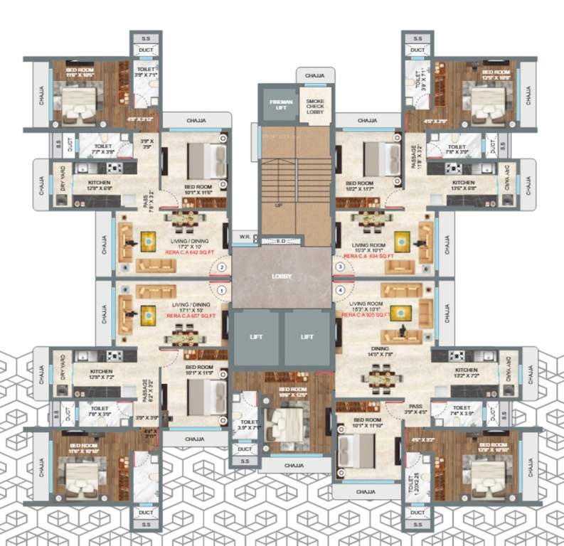  meghalok heights Meghalok Heights Cluster Plan For Typical Floor