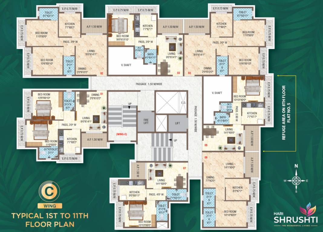  hari shrushti Wing C Cluster Plan From 1st To 11th Floor