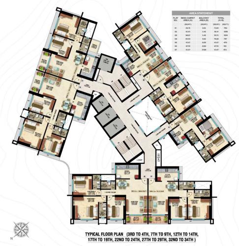  shloka Divine Shloka Buliding No 1 Cluster Plan for Typical Floor