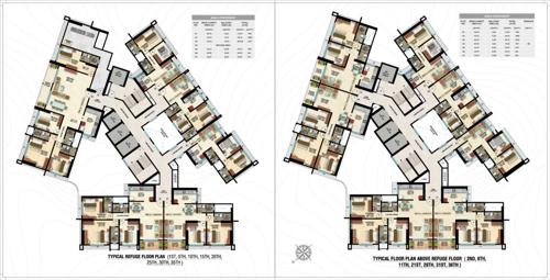  shloka Divine Shloka Buliding No 1 Cluster Plan for Typical Floor
