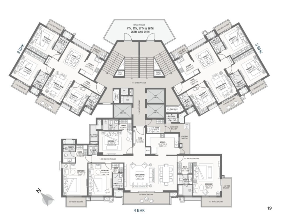 marina T1 & T3 Cluster Plan from 2nd to 28th Floor