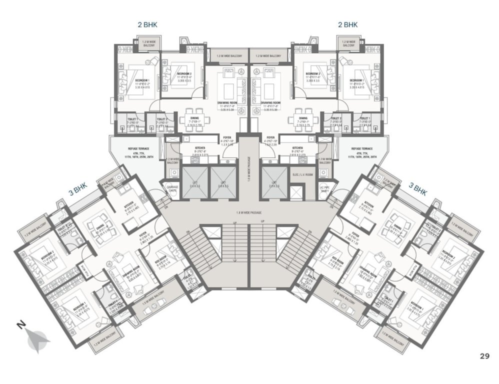 marina T2 Cluster Plan from 2nd to 29th Floor