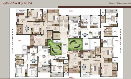  shree-vighnaharan-luxuria Apartment B Cluster Plan from 1st to 7th Floor
