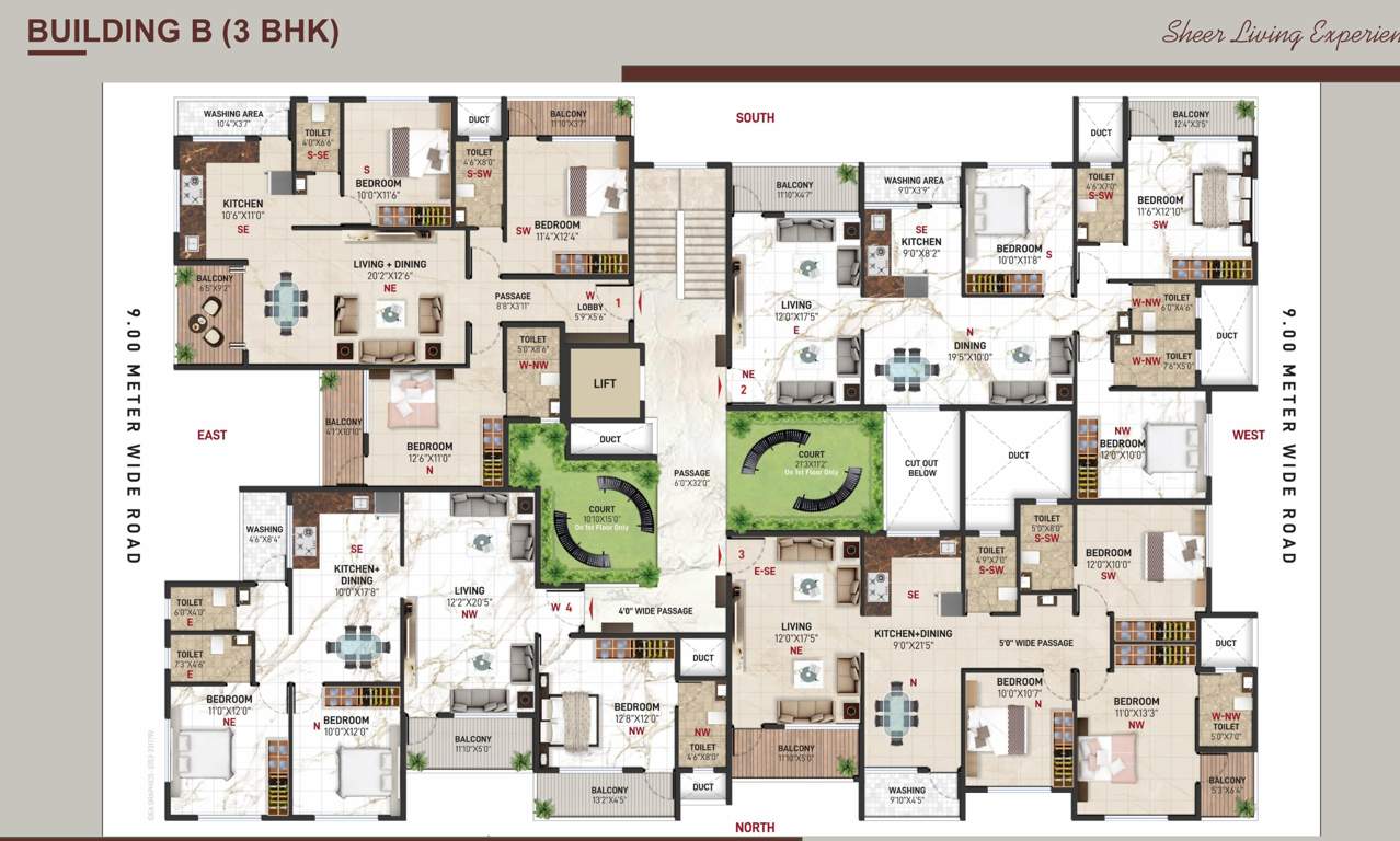  shree vighnaharan luxuria Apartment B Cluster Plan from 1st to 7th Floor