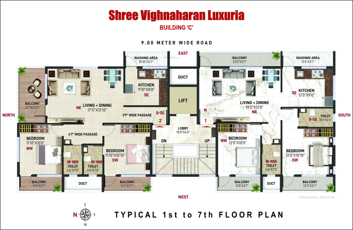  shree vighnaharan luxuria Apartment C Cluster Plan