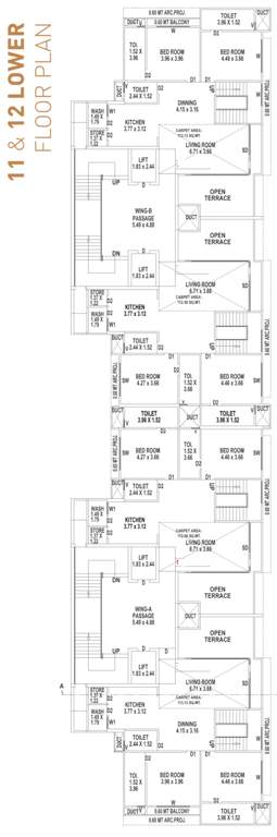  shaligram west A, B Cluster Plan 11th And 12th Lower Floor