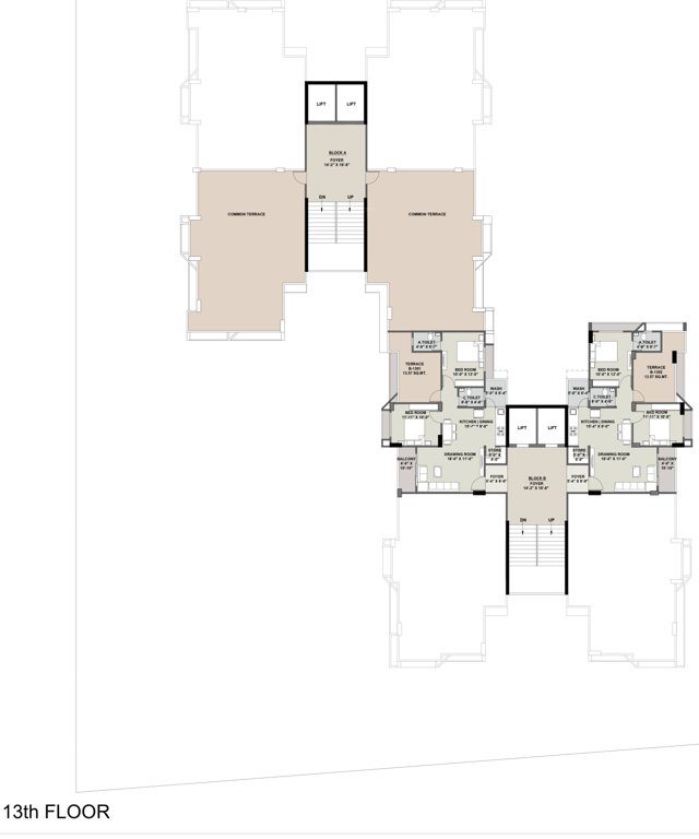  life A, B Cluster Plan For 13th Floor