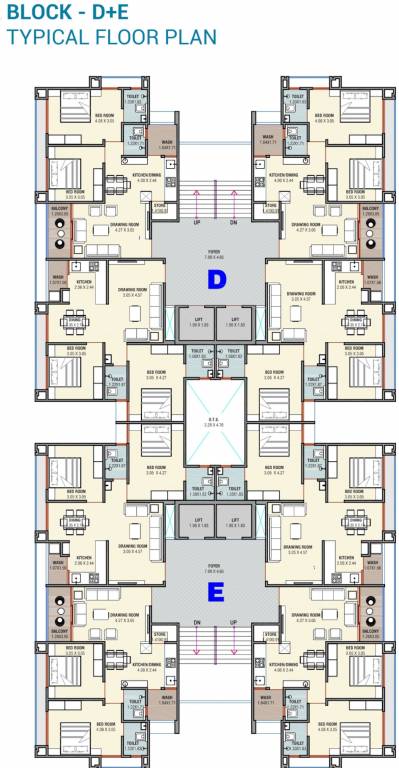  dharti saket heaven 2 D And E Typical Cluster Plan