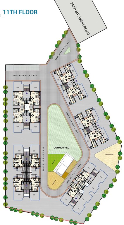  dharti saket heaven 2 D To K 11th Floor Cluster Plan