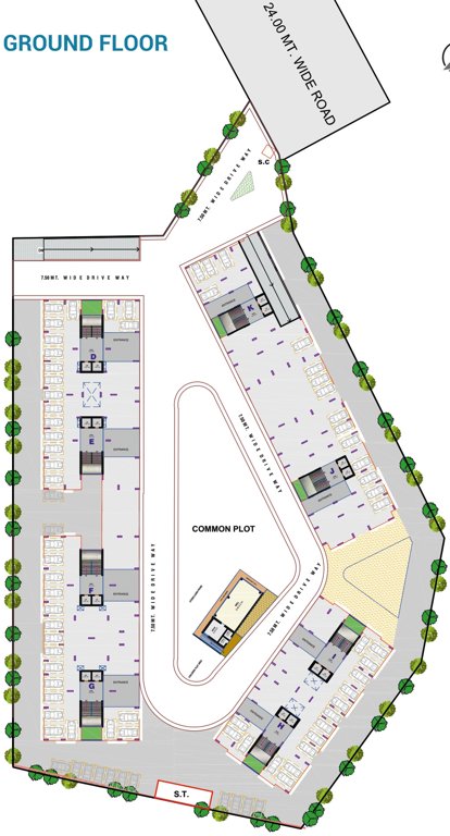  dharti saket heaven 2 D To K Ground Cluster Plan