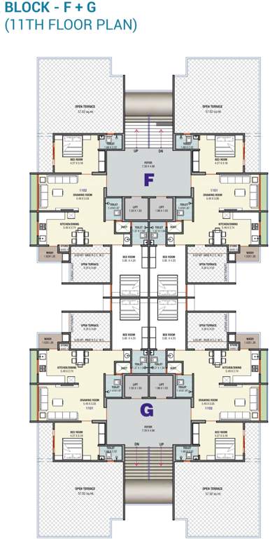  dharti saket heaven 2 F And G 11th Floor Cluster Plan