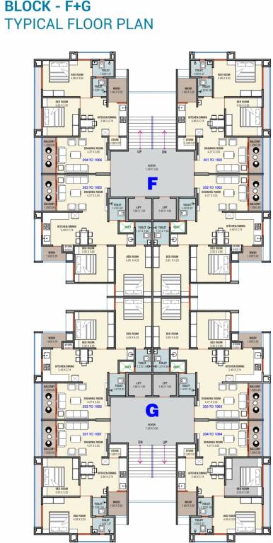  dharti saket heaven 2 F And G Typical Cluster Plan