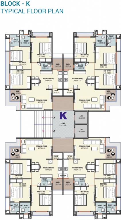  dharti saket heaven 2 K Typical Cluster Plan