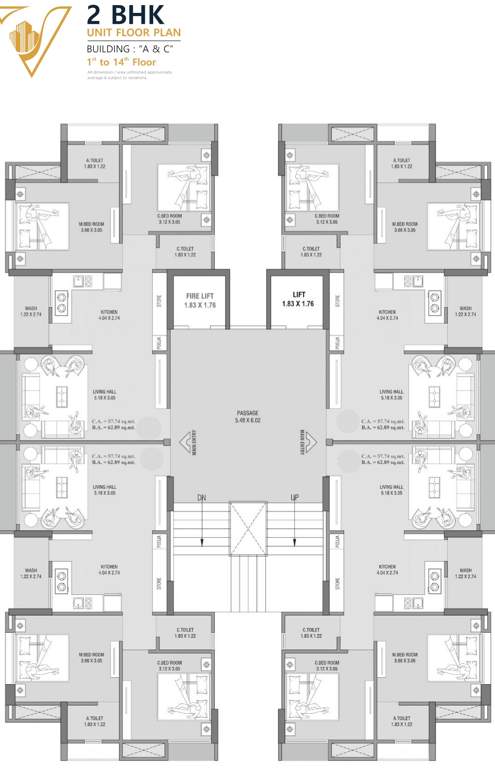 luxuria A And C Cluster Plan From 1st Floor To 14th Floor