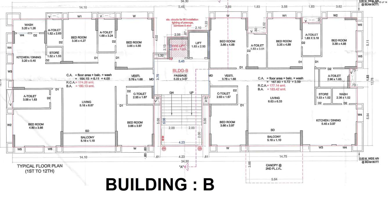  shivansh heights B Cluster Plan For 1st To 12th Floor