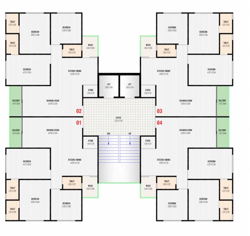  sky harmony Block A & B Cluster Plan from 2nd to 12th Floor