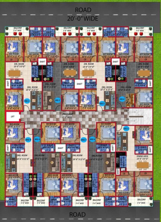 home 3 Cluster Plan For Typical Floor