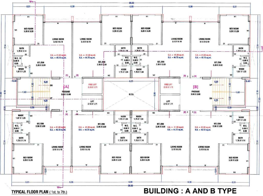  gajanand residency A, B Cluster Plan From 1st To 7th Floor