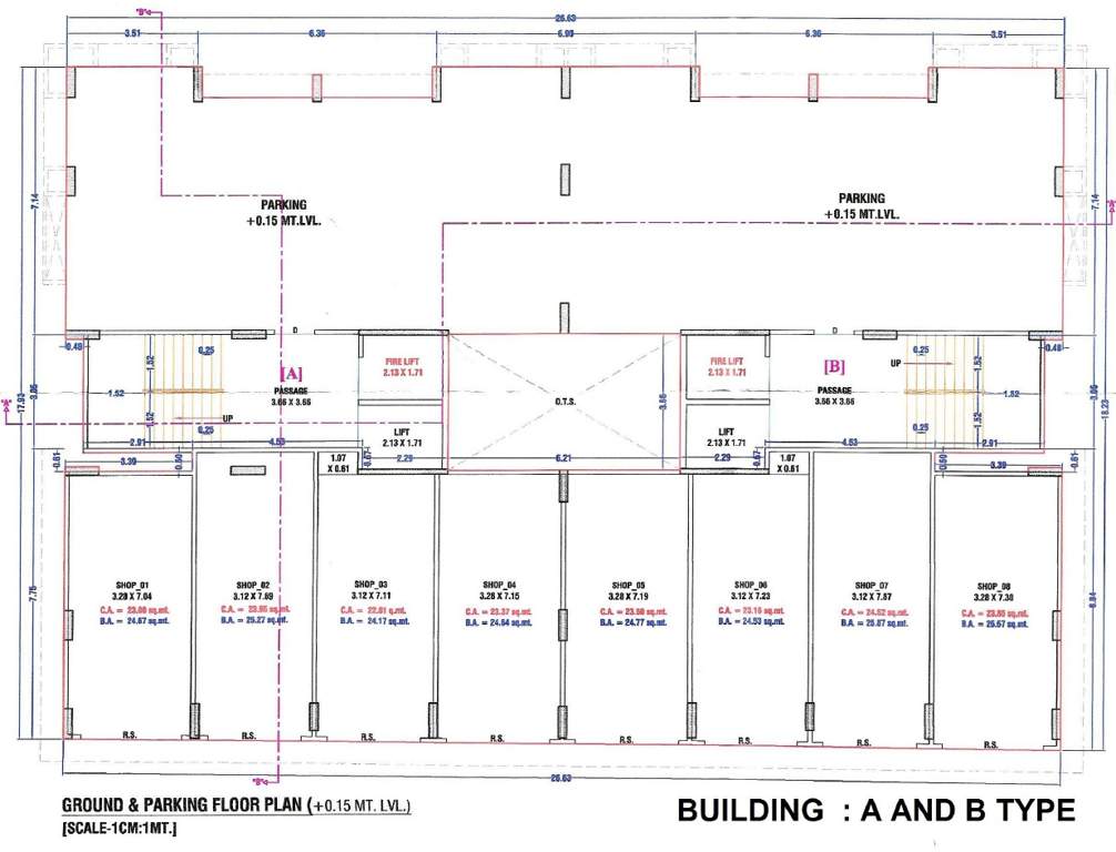  gajanand residency A, B Ground Cluster Plan