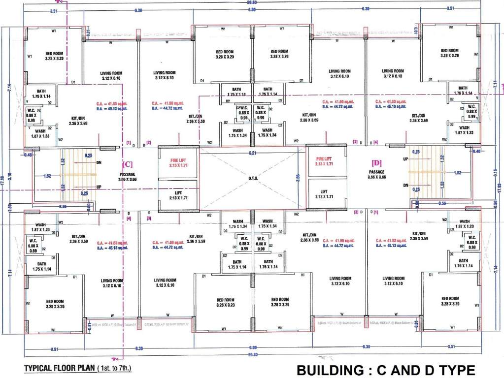  gajanand residency C And D Cluster Plan From 1st To 7th Floor