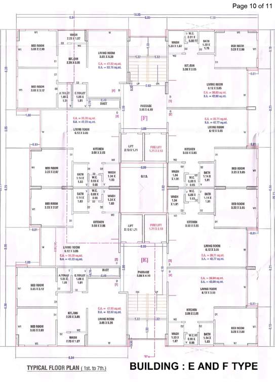  gajanand residency E And F Cluster Plan From 1st To 7th Floor