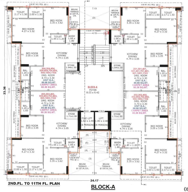  rehvassa saffron Block A Cluster Plan from 2nd to 11th Floor