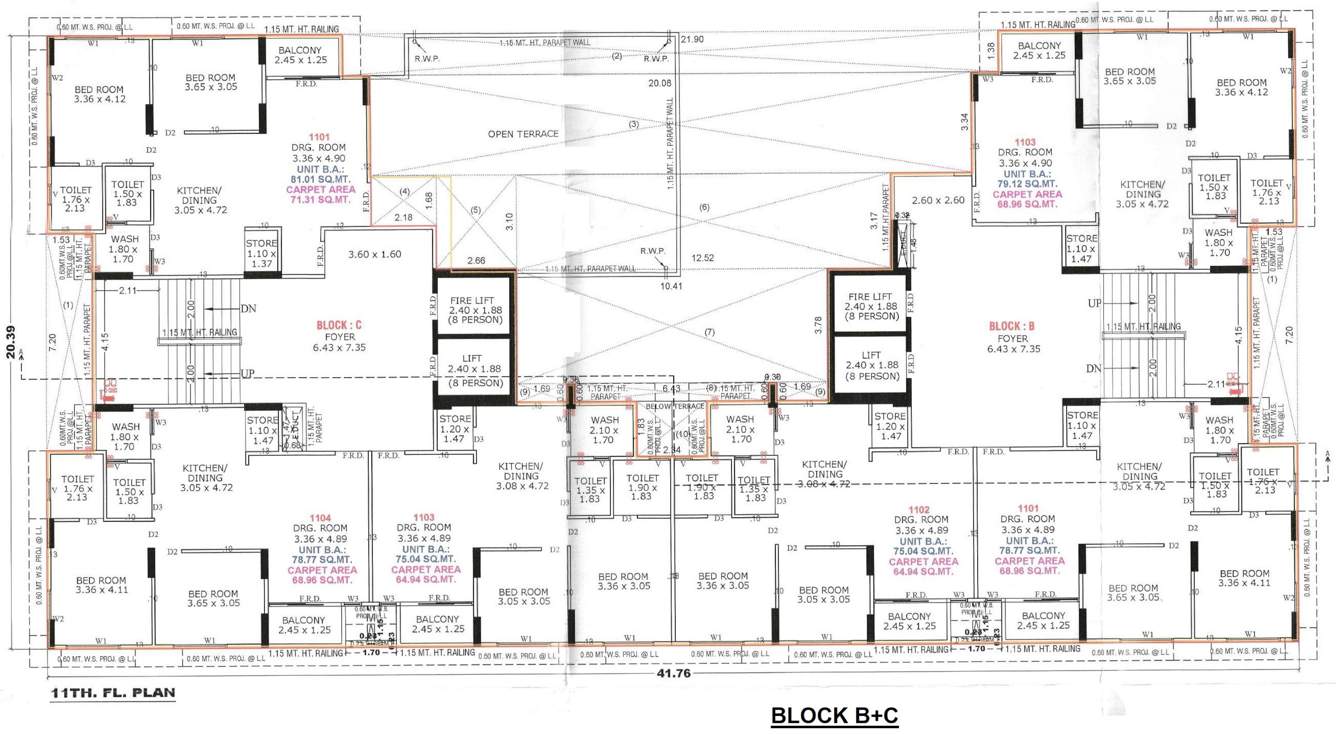  rehvassa saffron Block B  And Block C Cluster Plan for 11th Floor