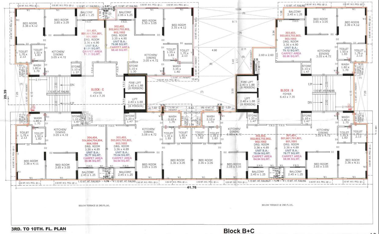  rehvassa saffron Block B  And Block C Cluster Plan from 3rd to 10th Floor