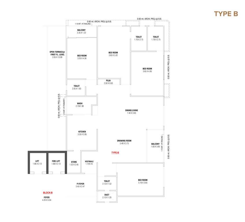  anantam Block B Cluster Plan for Typical Floor