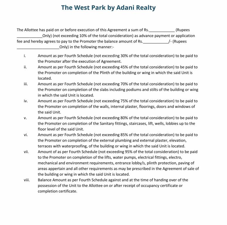 the-west-park Construction Linked Payment (CLP) Payment Plan