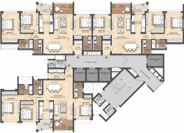  divino Tower 3 Typical Cluster Plan