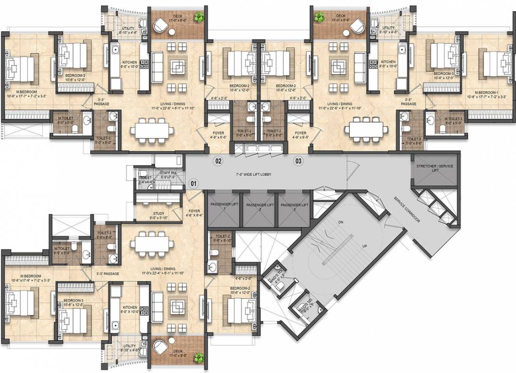 divino Tower 3 Typical Cluster Plan