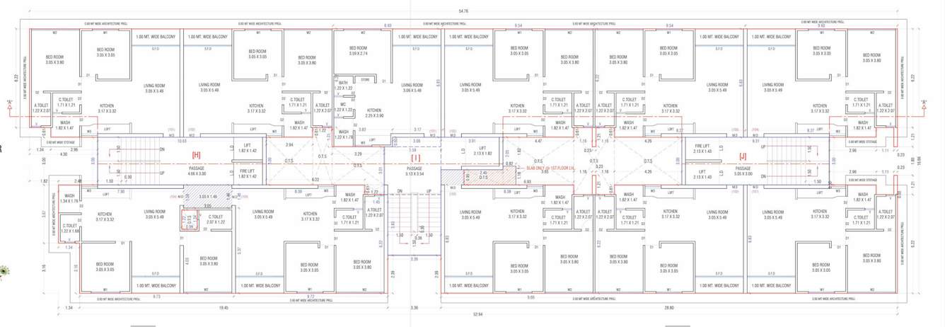  shyam vrindavan Block H, I & J Cluster Plan from 1st to 7th Floor