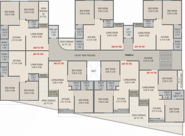  soham-resicom Tower A Cluster Plan From 2nd To 7th Floor