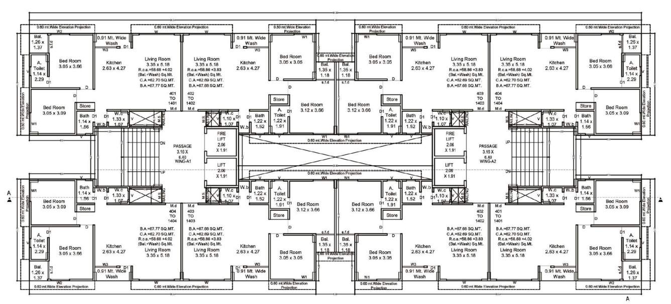  antillia skyline Block A1 & A2 Cluster Plan from 4th to 14th Floor