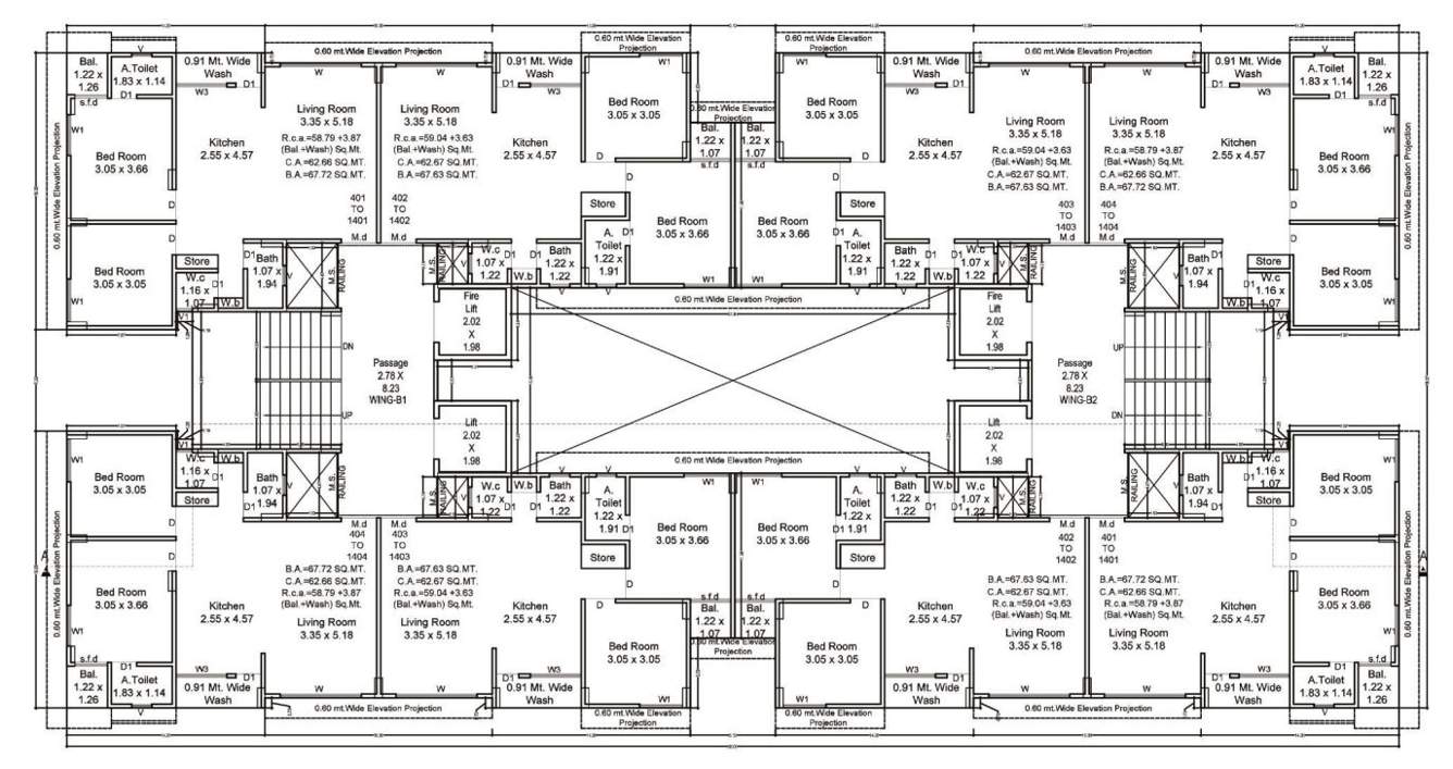  antillia skyline Block B1 & B2 Cluster Plan from 4th to 14th Floor