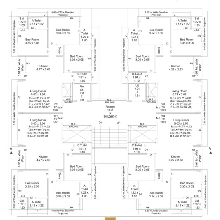  antillia skyline Block C Cluster Plan from 1st to 13th Floor