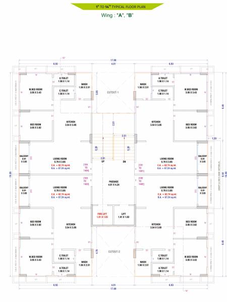 Block A And B Cluster Plan for Typical Floor gardenia Block A And B Cluster Plan for Typical Floor